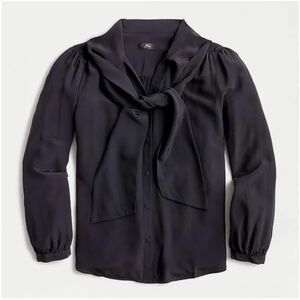 J. Crew tie-neck blouse in re-imagined silk in black